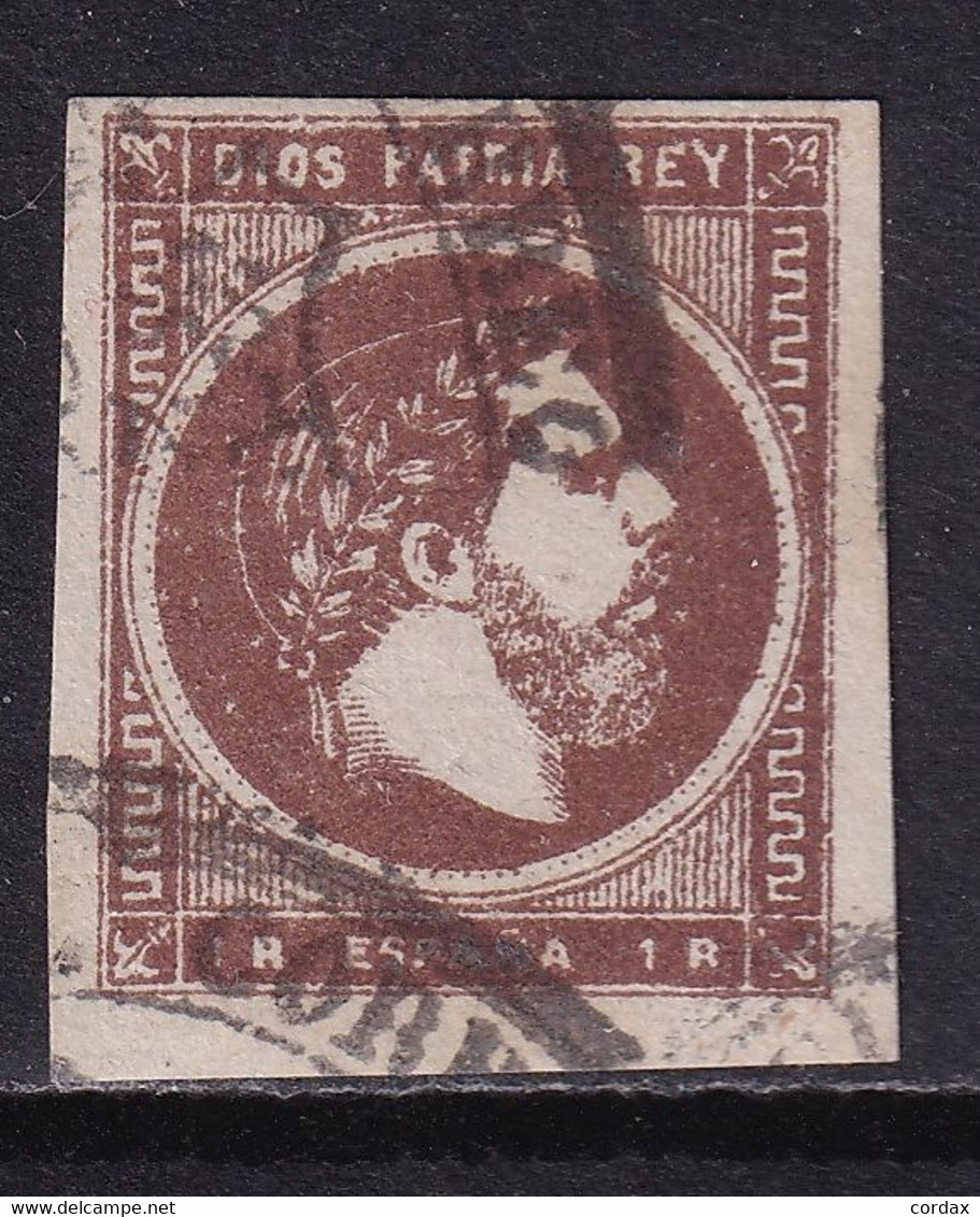 1875 CORREO CARLISTA 1 REAL USADO. VER MATASELLOS. FIRMADO ROIG - Carlistes