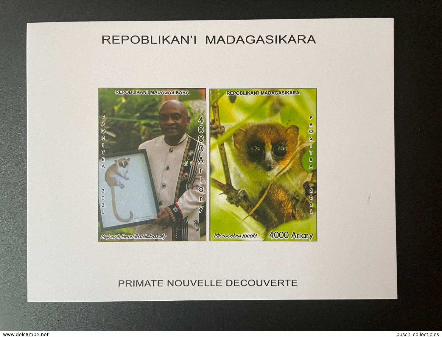 Madagascar Madagaskar 2021 Mi. 2722 - 2723 Bloc Epreuve De Luxe Sheetlet Lemuriens Lemurs Faune Fauna Microcebus 2 Val. - Apen