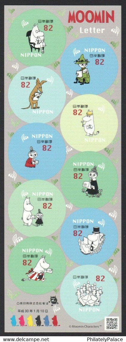 JAPAN 2018 MOOMIN (CARTOON) 62 & 82 YEN 2 SOUVENIR SHEETS OF 10 STAMPS EACH MINT MNH (**) - Ongebruikt