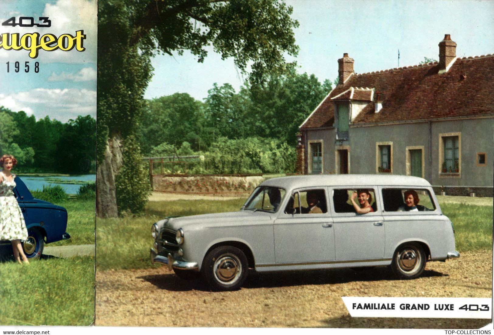 LE DEJEUNER SUR L'HERBE SUPERBE PLAQUETTE AUTOMOBILE  403  PEUGEOT LUXE 1958 SUR 10 PAGES COULEURS VOIR SCANS - Publicidad