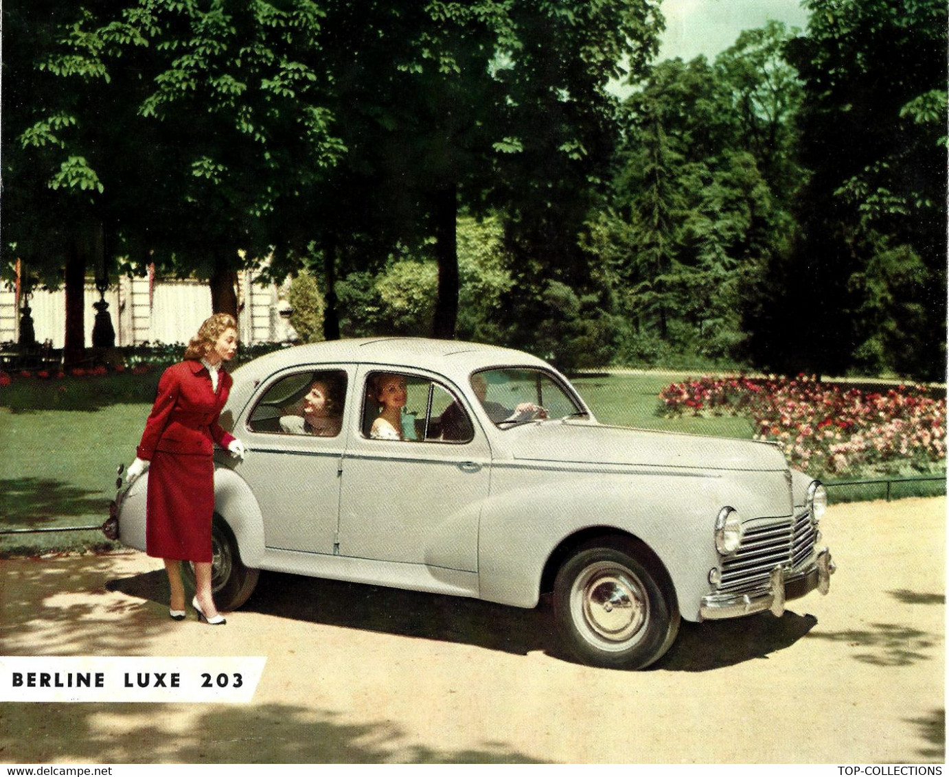 RECEPTION AU CHATEAU  SUPERBE PLAQUETTE AUTOMOBILE  203 PEUGEOT LUXE 1958 SUR 3 VOLETS VOIR SCANS - Advertising