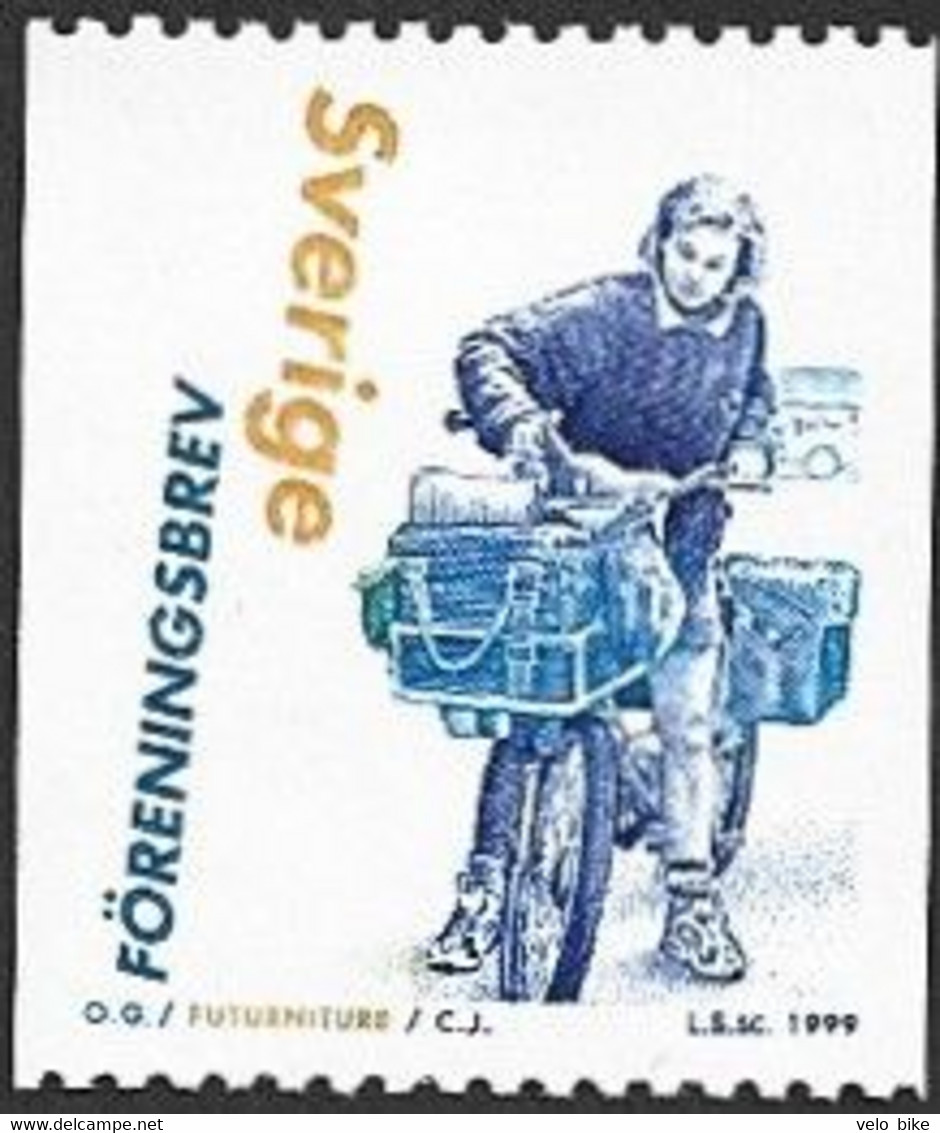 Sweden MNH Association Letter Postage 1999 Postwoman Lettercarrier Bicycle Velo Cyclisme Backside Number 160 - Nuevos