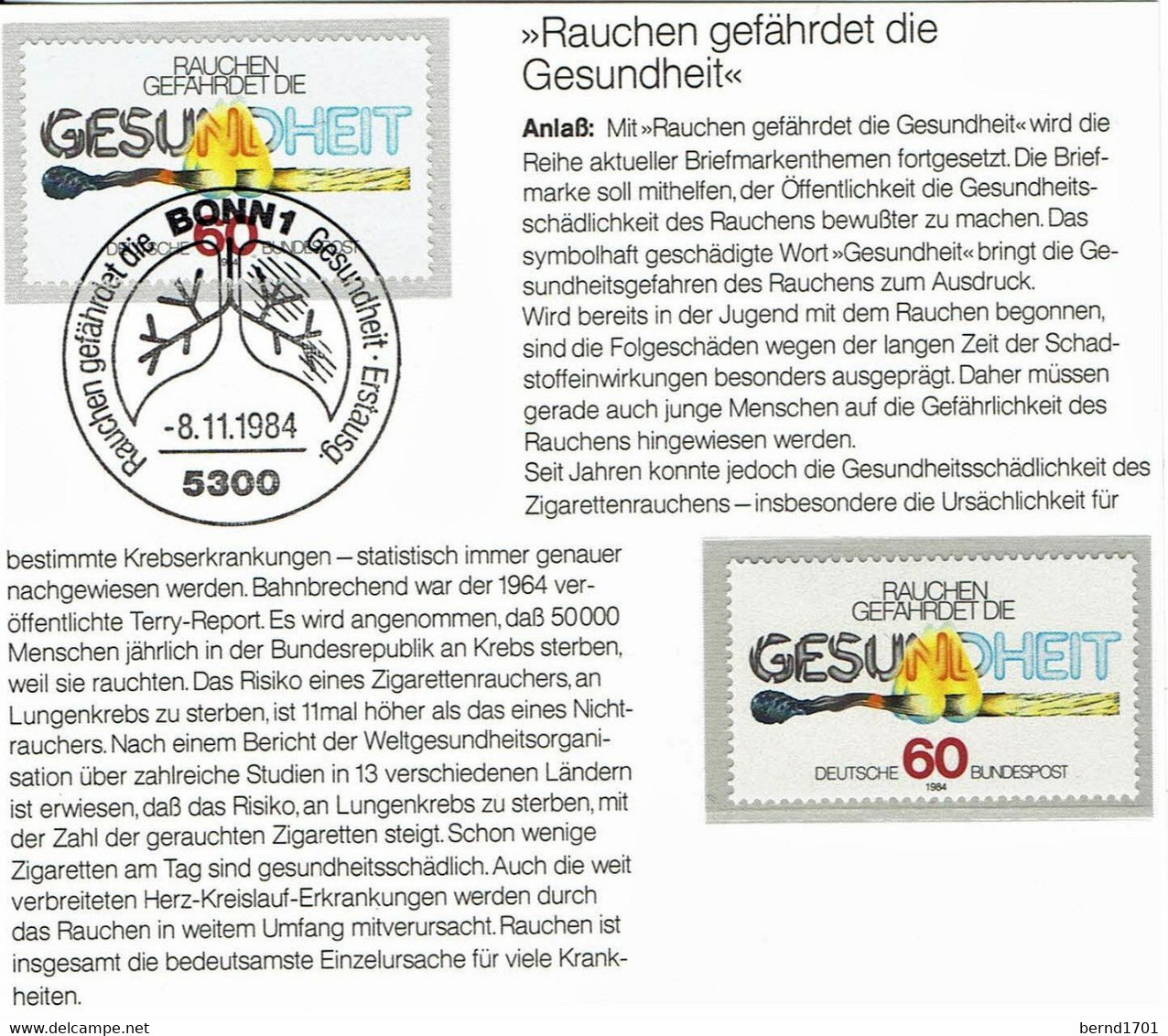 Germany - Mi-Nr 1232 Postfrisch + Gestempelt / Mint MNH ** + Used (B1863) - Drugs