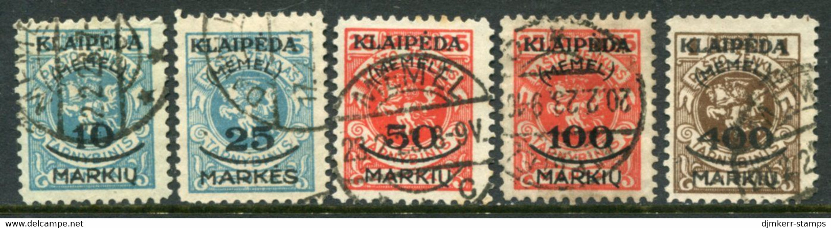 MEMEL (Lithuanian Occ) 1923 (5. Feb) Surcharge Set Used.  Michel 124-28 - Memel (Klaipeda) 1923