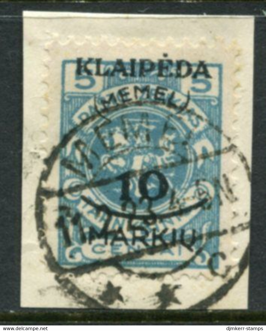 MEMEL (Lithuanian Occ) 1923 (5. Feb) Surcharge 10 Mk. On 5 C. Used On Piece.  Michel 124 - Memel (Klaipeda) 1923