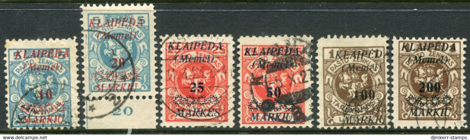 MEMEL (Lithuanian Occ) 1923 (mid Feb) Surcharge Set Used.  Michel 135-40 - Memel (Klaipeda) 1923