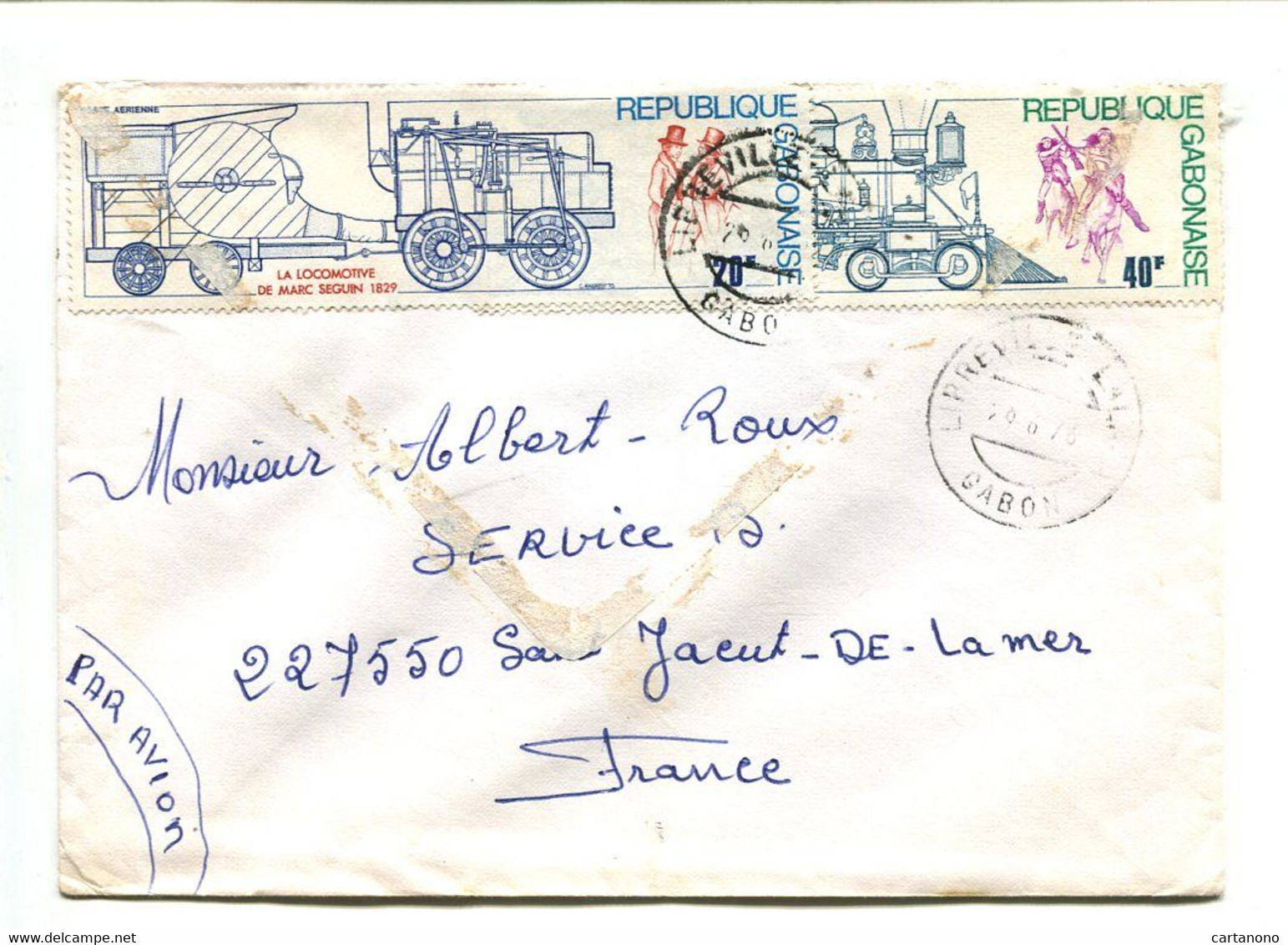 GABON Libreville1978 - Affranchissement Sur Lettre Par Avion -  Train Locomotive - Gabon (1960-...)