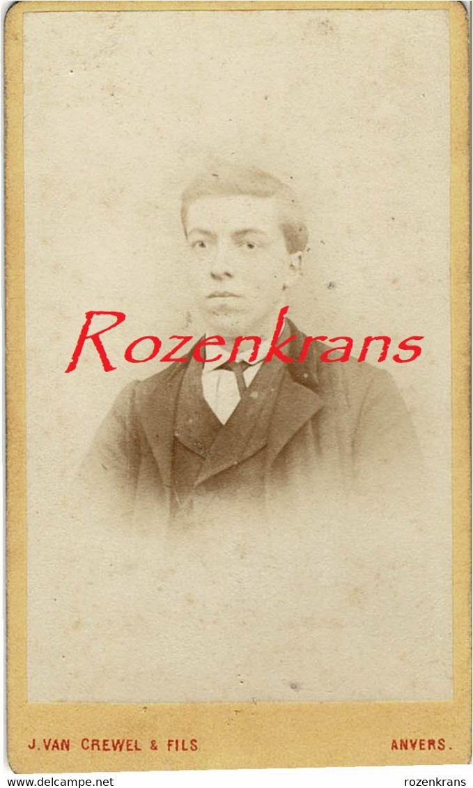 Ancienne Old Photo Carton CDV Portrait Carte De Visite Fotograaf Van Crewel Antwerpen Homme Man 19e Oude Foto - Zonder Classificatie