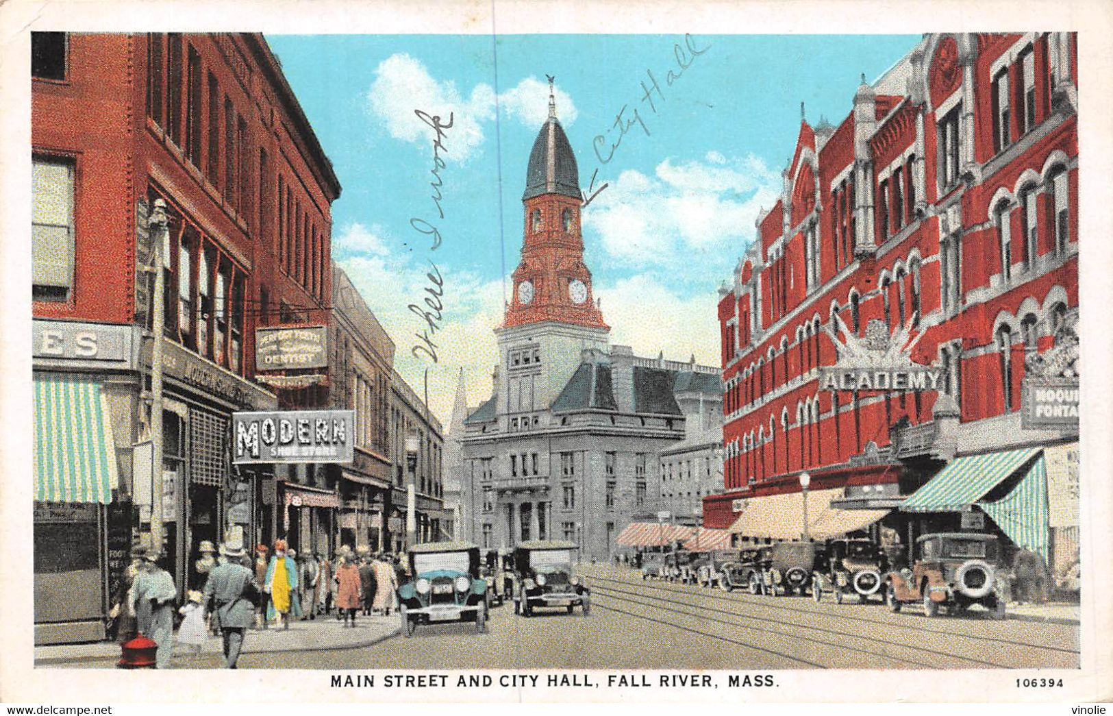 22-829 : MAN STREET AND CITY HALL. FALL RIVER - Fall River