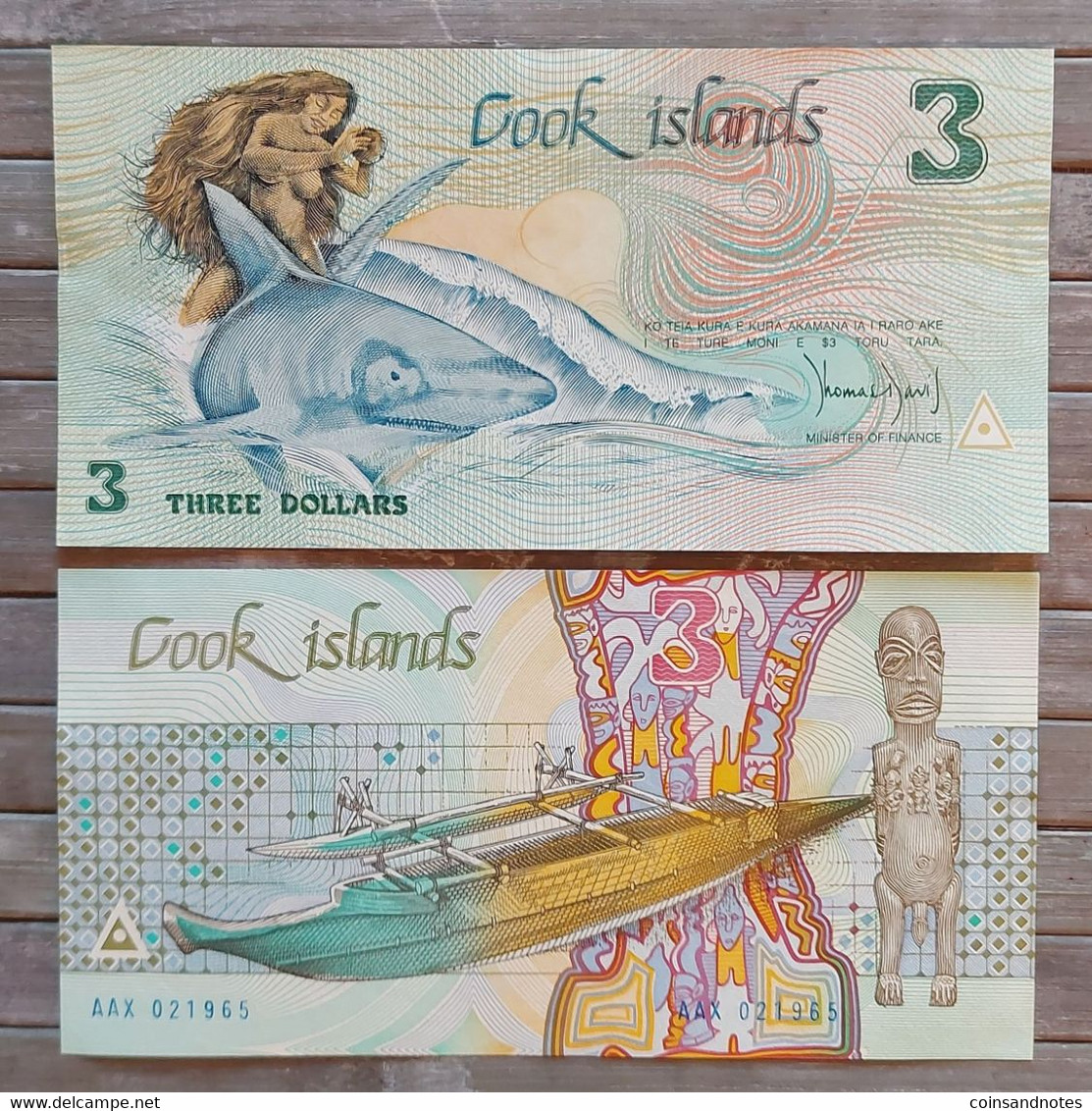 Cook Islands 1992 - 3 Dollars - P# 6 - UNC & Crisp - Cook Islands