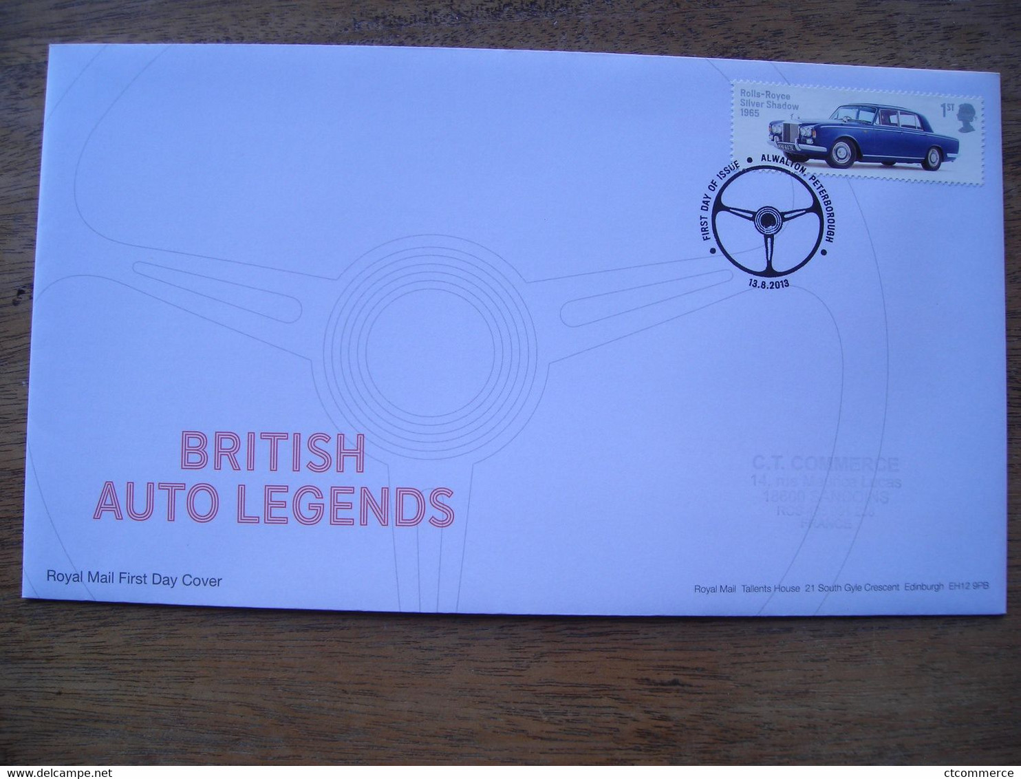 2013 FDC British Auto Legends, Steering Wheel Cancel Alwalton, Rolls Royce Silver Shadow 1965 - 2011-2020 Decimal Issues