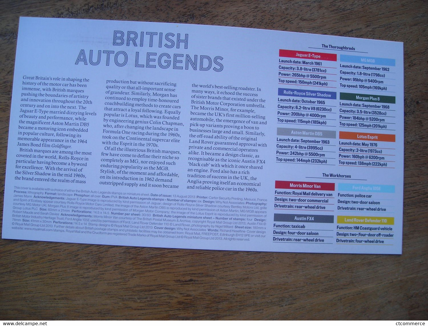 2013 FDC British Auto Legends, Steering Wheel Cancel Alwalton, Rolls Royce Silver Shadow 1965 - 2011-2020 Dezimalausgaben