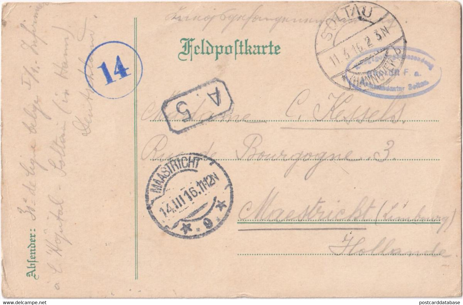 Feldpostkarte Stamped In Soltau Sent To Maastricht - Soltau