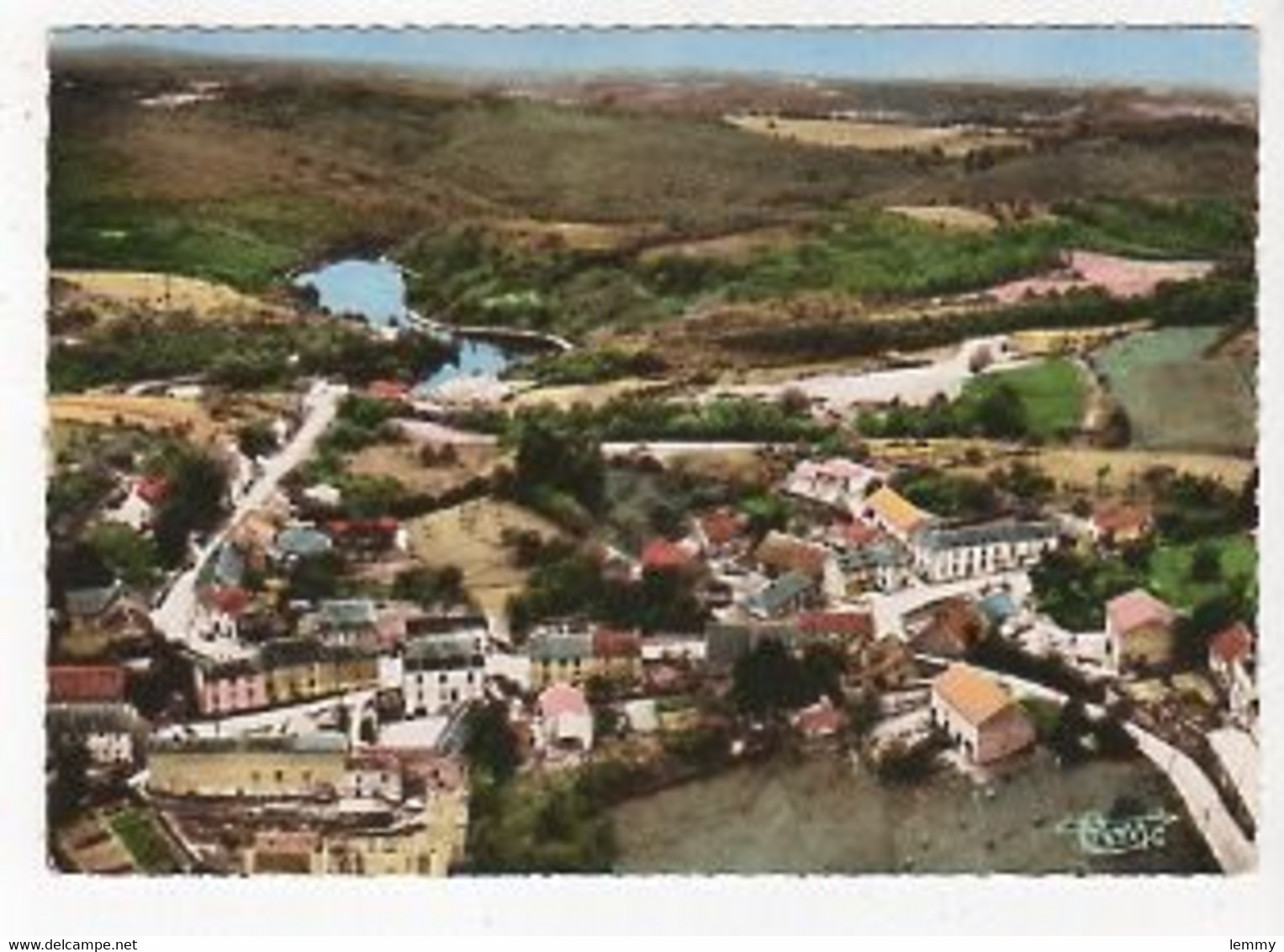 23 - CHATELUS-LE-MARCHEIX - VUE AERIENNE - CPSM DENTELEE 10.5 X 15 -  1958 - 2 SCANS - Chatelus Malvaleix