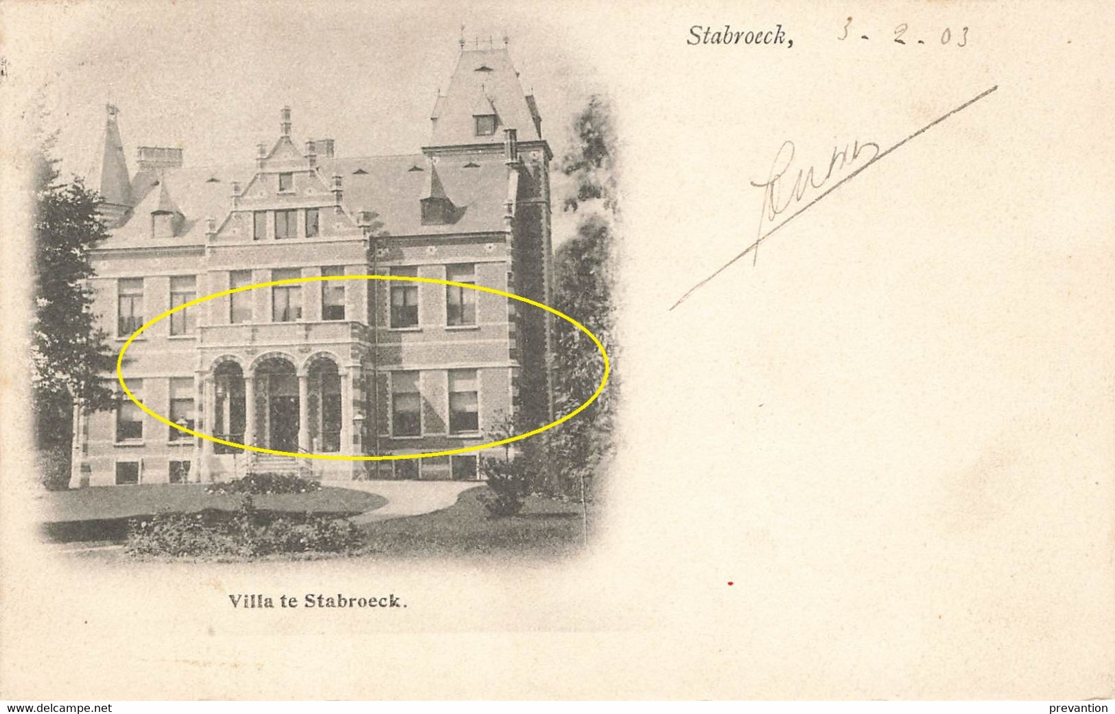 VILLA Te STABROECK - Carte Circulé Le 3 Février 1903 - Stabrök