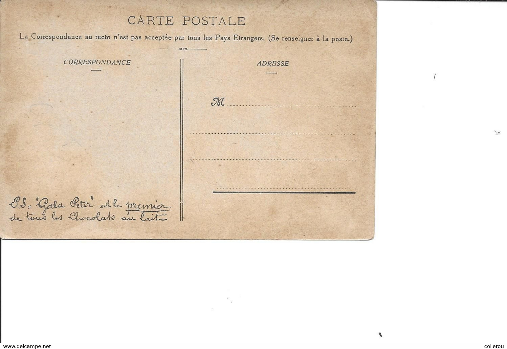 LA LORRAINE Carte Publicitaire "GALA PETER" Lls. P. Kauffmann (S279) - Lorraine