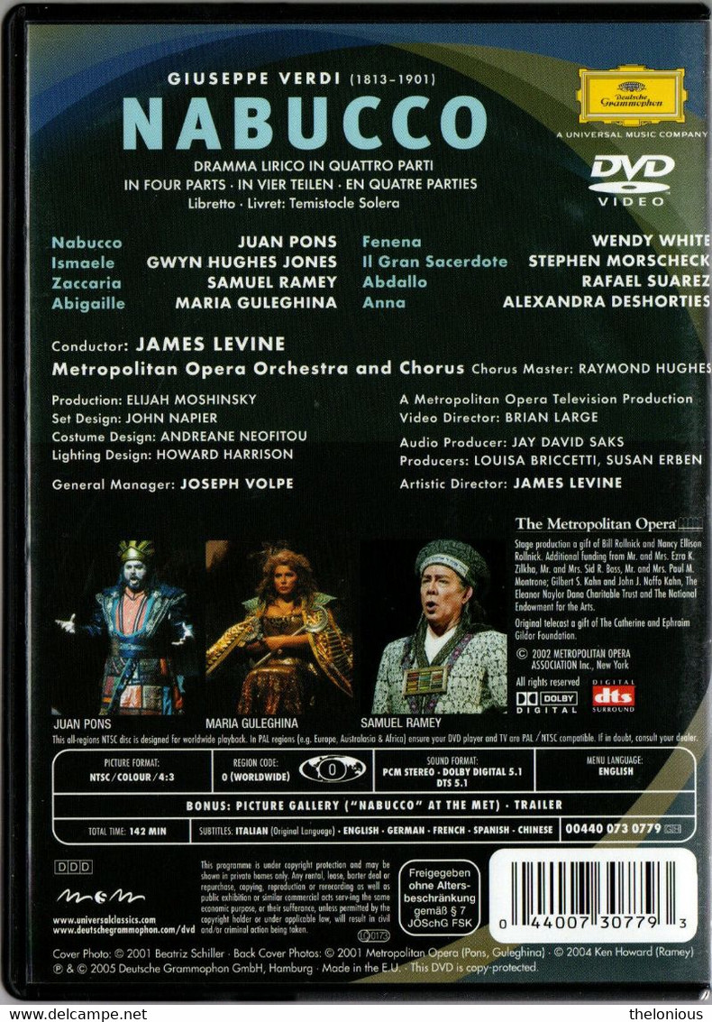 # DVD - G. Verdi - Nabucco - J. Pons, M. Gulighina, S. Ramey - J. Levine - Concert & Music