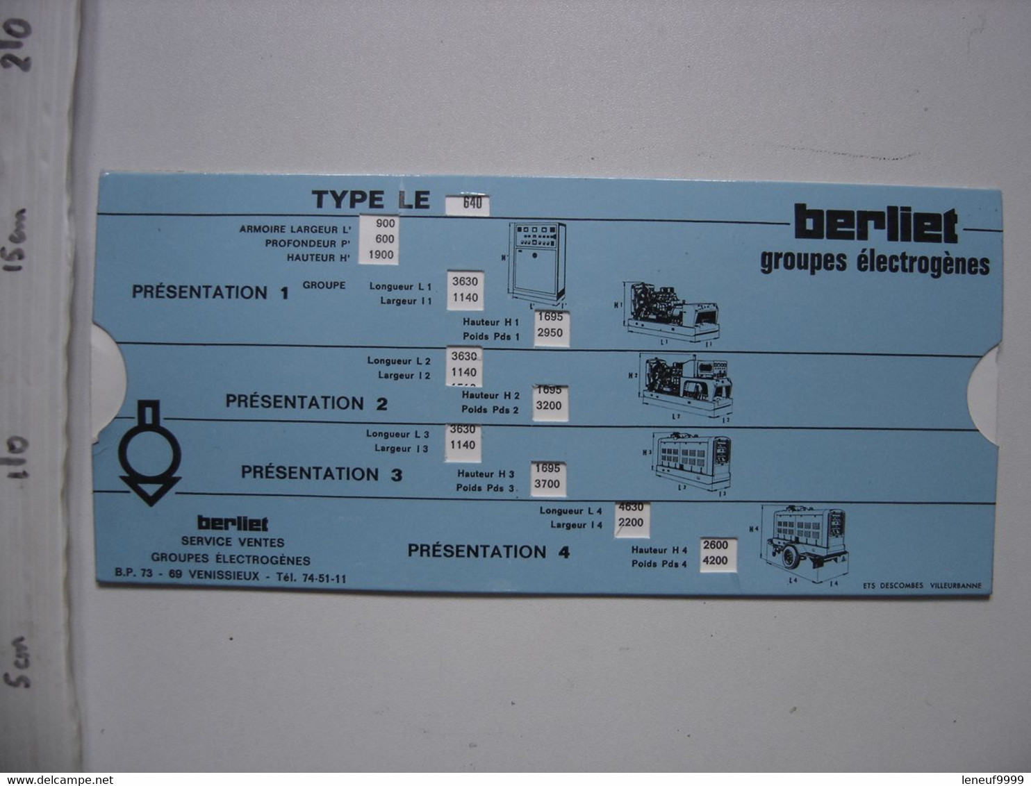 Abaque Réglette Carton Articulée OMARO Groupes Electrogenes BERLIET - Matériel Et Accessoires