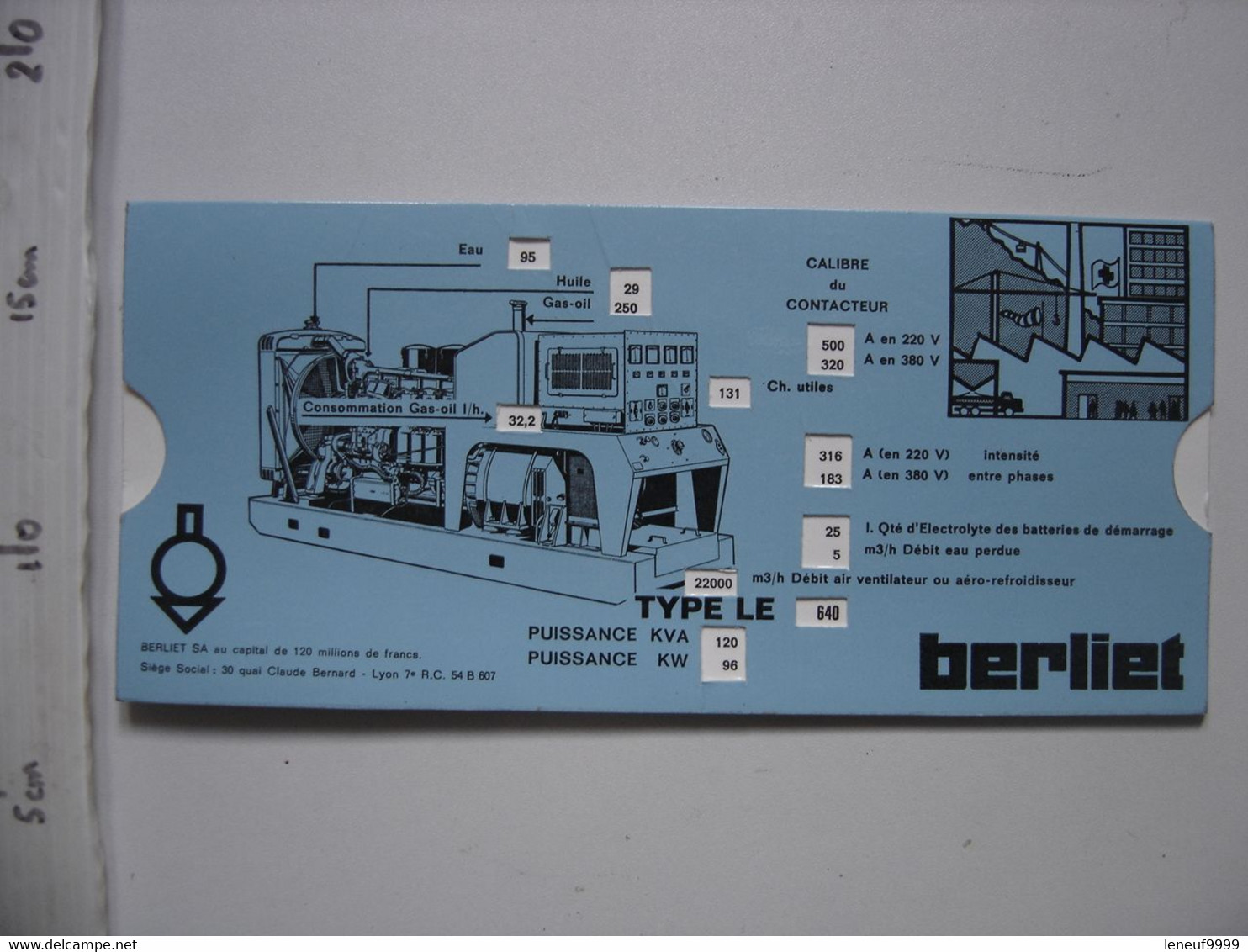 Abaque Réglette Carton Articulée OMARO Groupes Electrogenes BERLIET - Matériel Et Accessoires