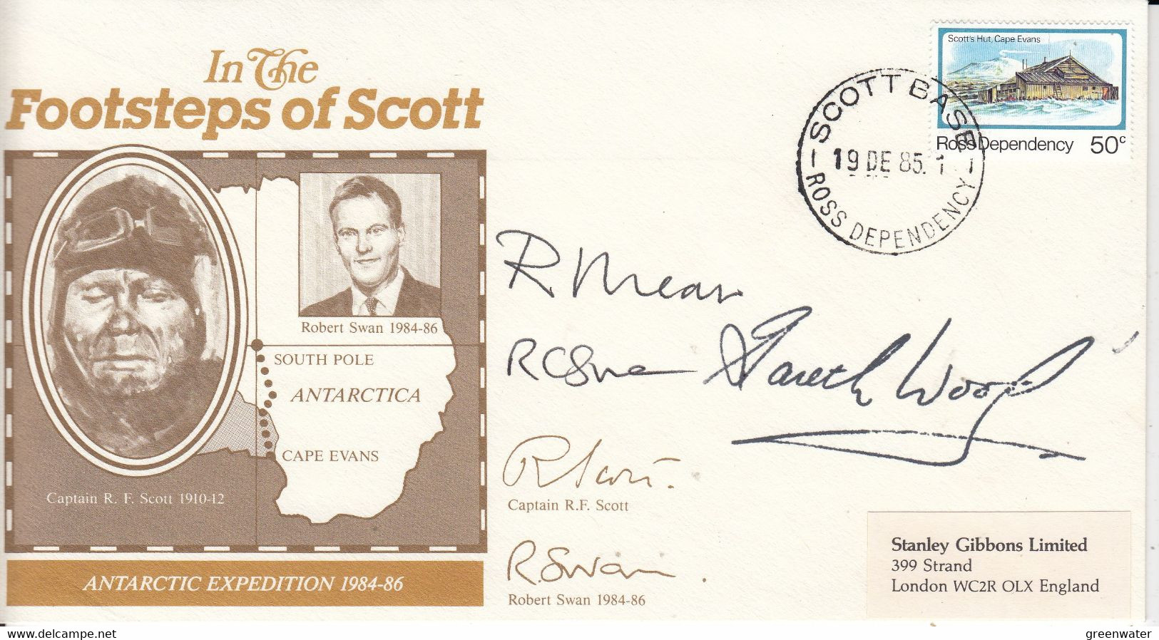 Ross Dependency Scott Base 1985  Cover In The Footsteps Of Scott 3 Signatures Ca Scott Base 19 DE 85  (SC140) - Lettres & Documents