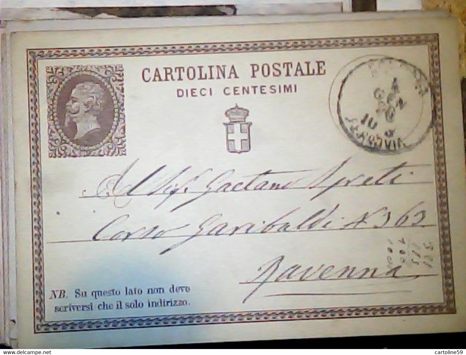 INTERO ITALIA REGNO VITTORIO EMANUELE II  10 Cent.1876 BOLOGNA X RAVENNA   IN4712 - Entiers Postaux