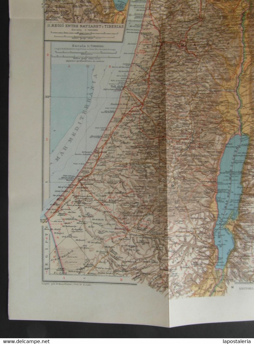 *Mapa De Palestina* Edició Especial Per A La Biblia. Monestir De Monserrat MCMXXX. Meds: 560x437 Mms. - Wereld