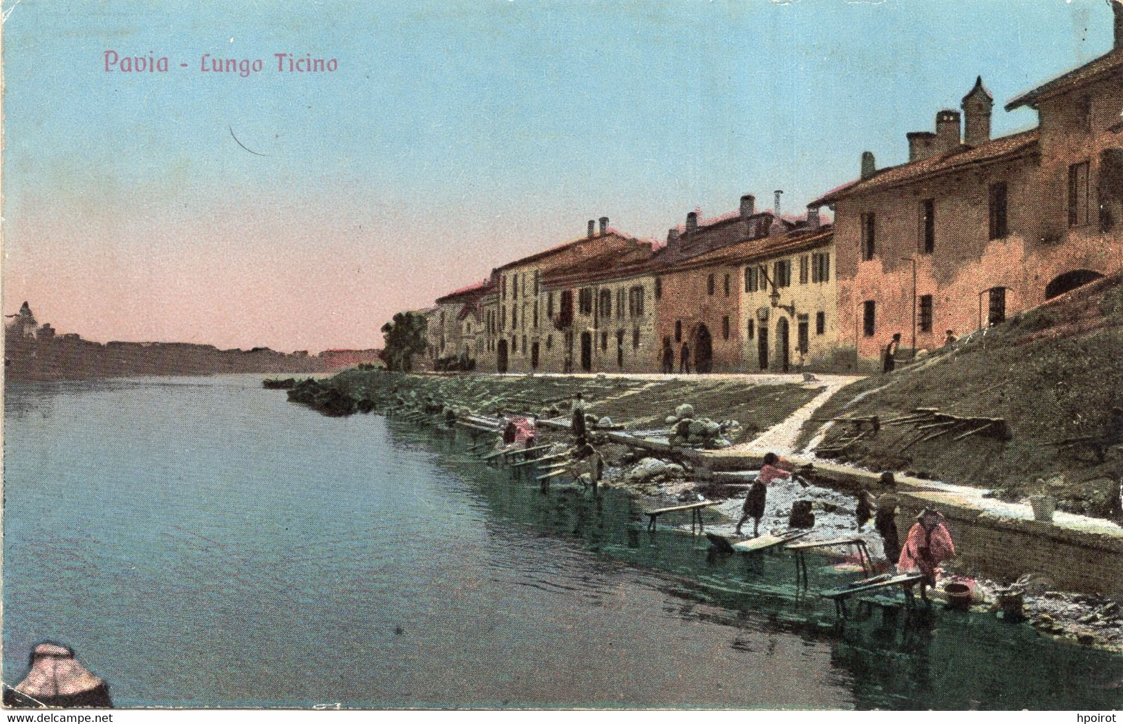 PAVIA - LUNGO TICINO - ANIMATA CON LAVANDAIE - FORMATO PICCOLO - (rif. D83) - Pavia