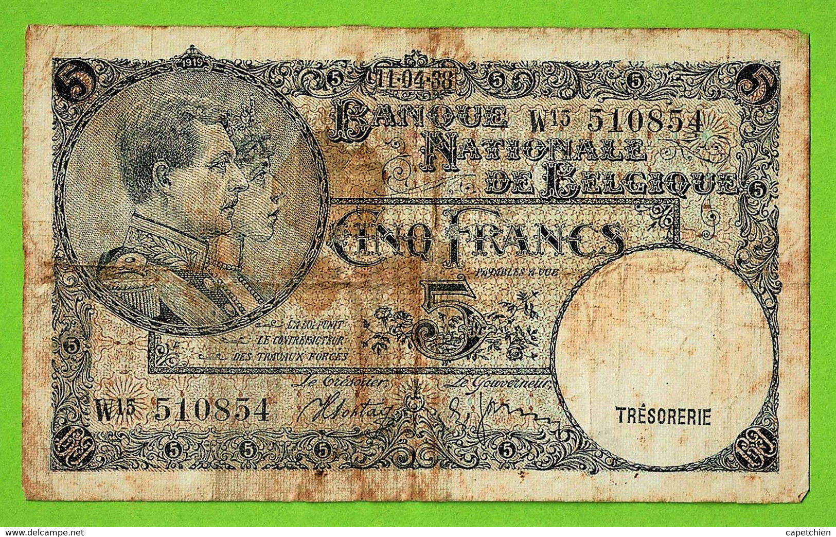 BELGIQUE / CINQ FRANCS / 11 - 04 -1938 / Etat Médiocre ! - 5 Franchi