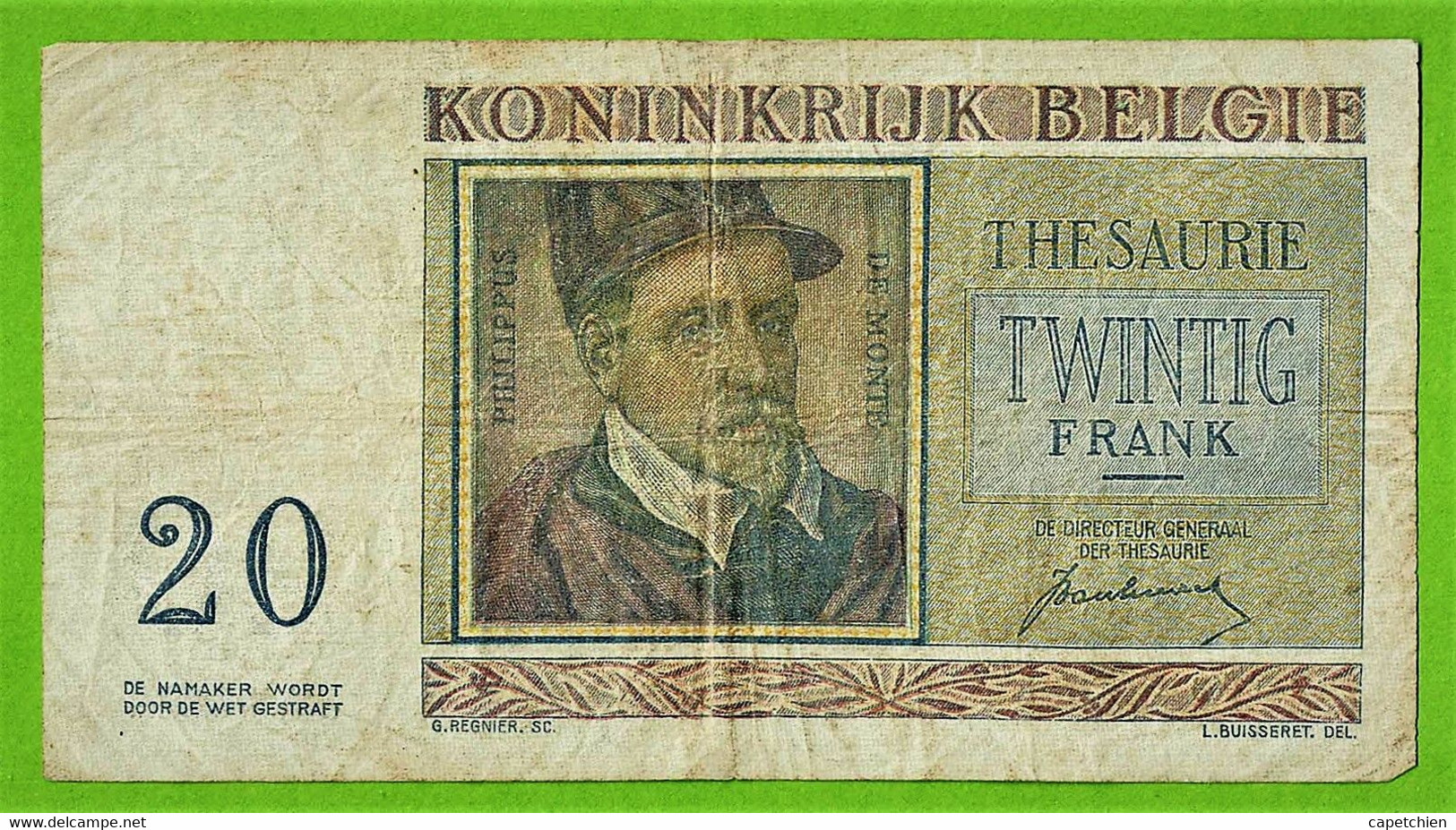 BELGIQUE / THESAURIE / TRESORERIE / VINGT FRANCS / 01/07/1950 / Etat Médiocre ! - 20 Franchi