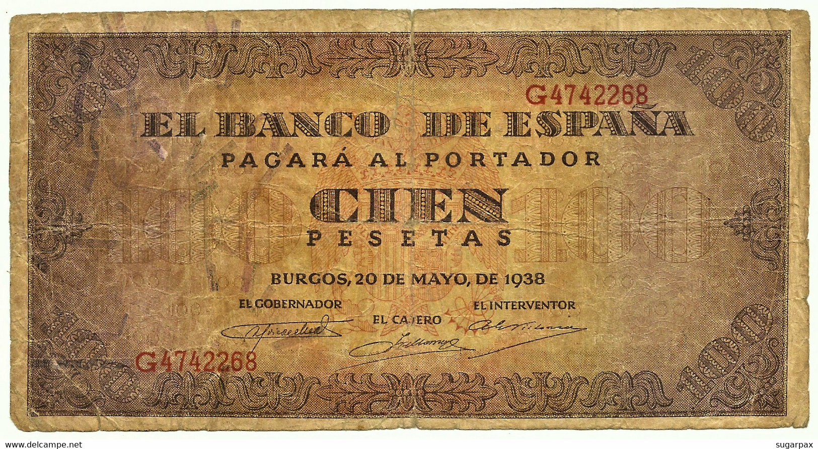 ESPAÑA - 100 Pesetas - 20.05.1938 - Pick 113 - BURGOS - 100 Peseten