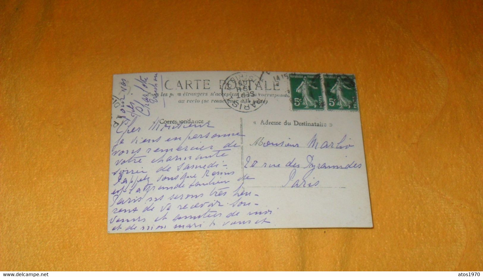 CARTE POSTALE PHOTO ANCIENNE CIRCULEE DE 1909.../ BALADE CAROSSE OU CHAR FLEURI..CACHETS PARIS + TIMBRES - Photos