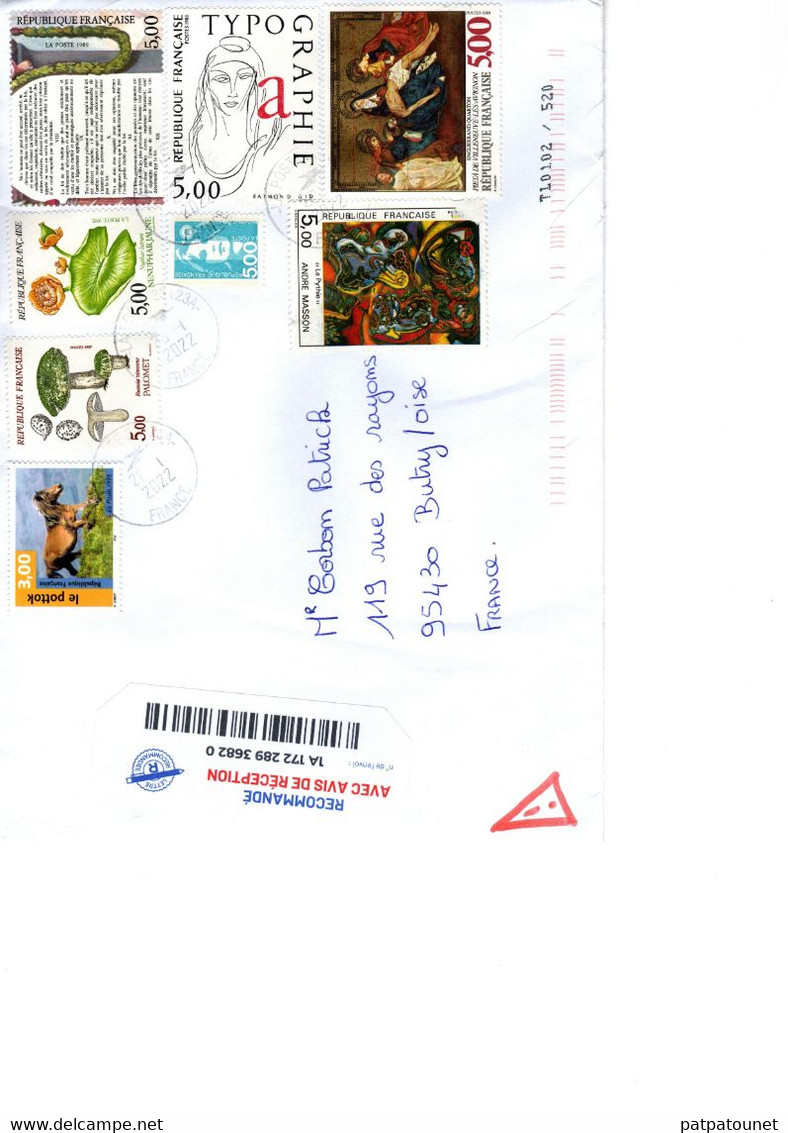 France Lettre Recommandée 2022 8 Timbres - Covers & Documents