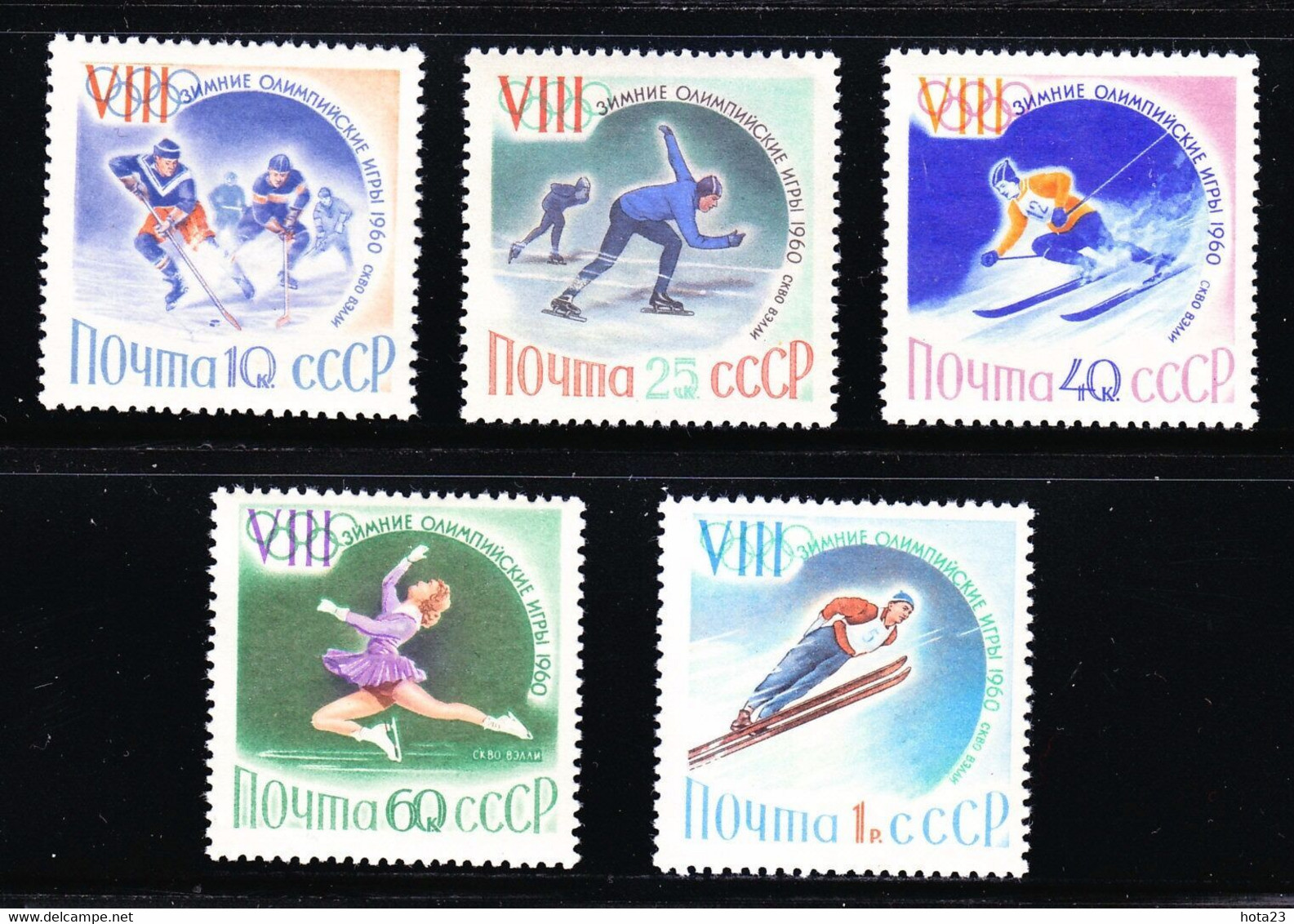 Russia 1960 MNH Sc 2300-2304 Winter Olympic Games Squaw Valley In USA Mi 2317-2321 - Inverno1960: Squaw Valley