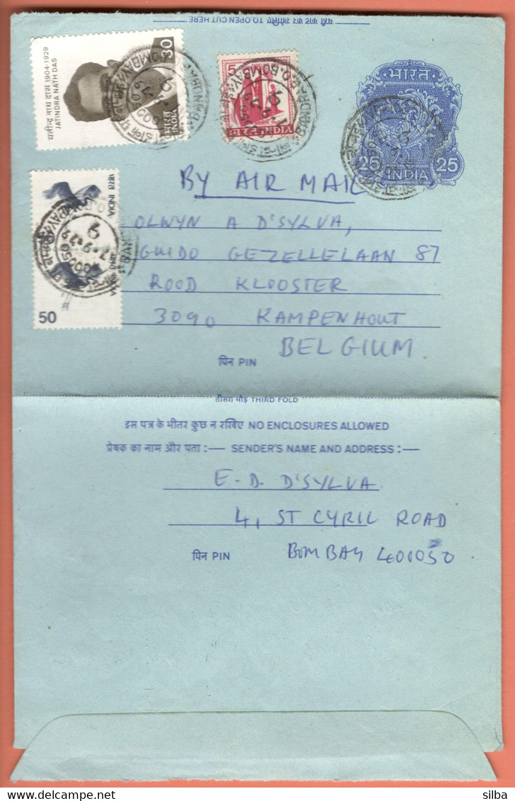 India Inland Letter / Peacock 25 Postal Stationery / Bird, Jatindra Nath Das - Inland Letter Cards
