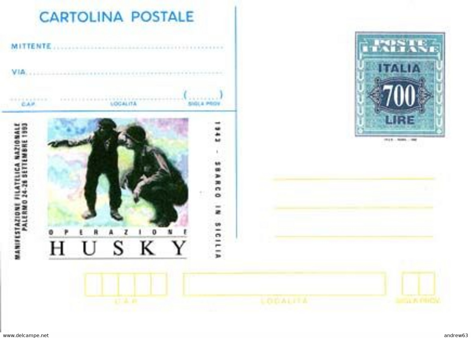 ITALIA - REPUBBLICA ITALIANA - 1993 - CP228 - 700 Operazione Husky - Cartolina Postale - Intero Postale - NUOVO - Interi Postali