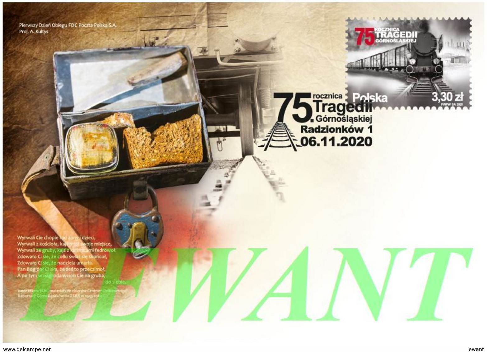 2020.11.06 75th Anniversary Of The Upper Silesian Tragedy - Train And The Railway Track - FDC - Lettres & Documents