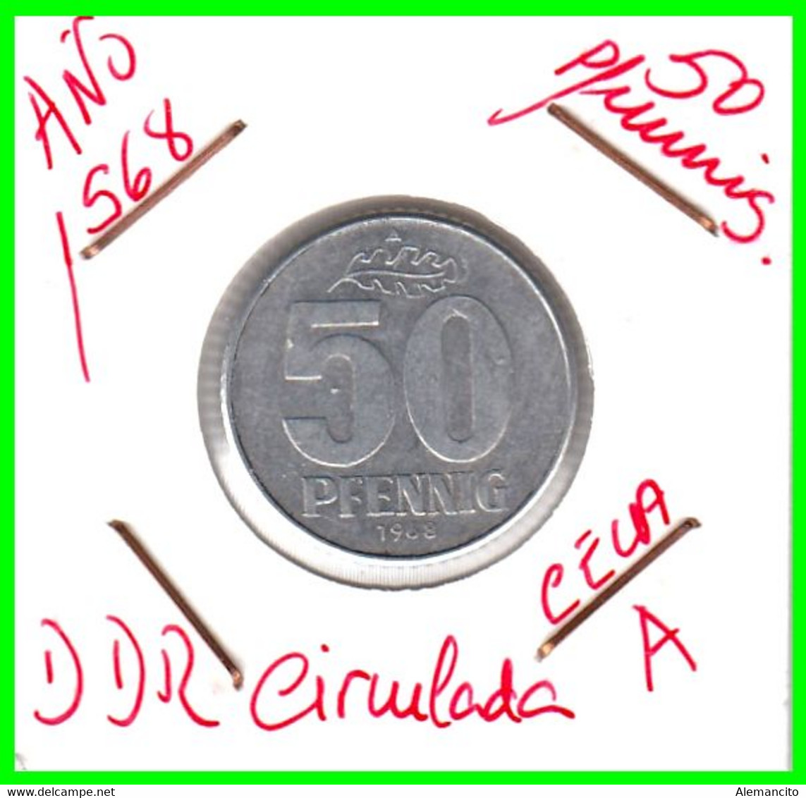 ( GERMANY ) AÑO 1968 REPUBLICA DEMOCRATICA DE ALEMANIA ( DDR ) MONEDAS DE 50 PFENNING ALUMINIO - DE 23 mm. - 50 Pfennig