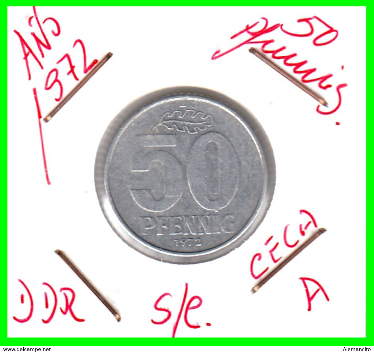 ( GERMANY ) AÑO 1972 REPUBLICA DEMOCRATICA DE ALEMANIA ( DDR ) MONEDAS DE 50 PFENNING ALUMINIO - DE 23 mm. - 50 Pfennig