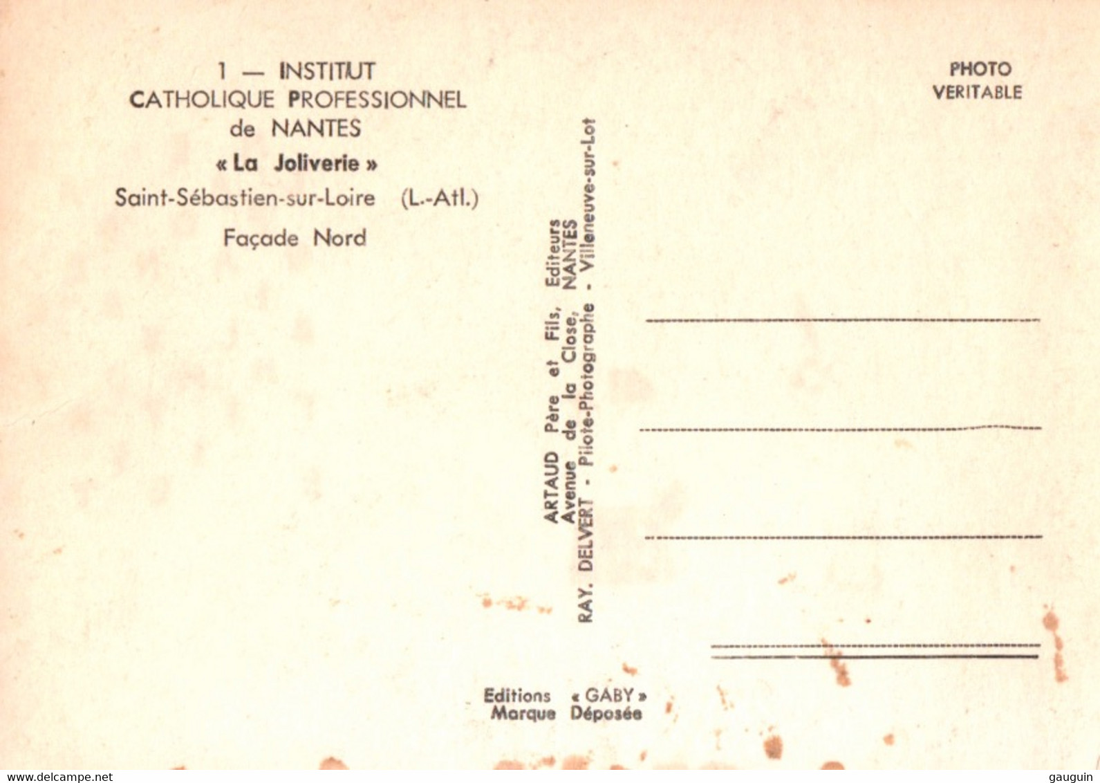 CPSM - St SÉBASTIEN S/LOIRE - "La Joliverie" Institut Catholique Professionnel (vue Aérienne) ... Edition Artaud Gaby - Saint-Sébastien-sur-Loire