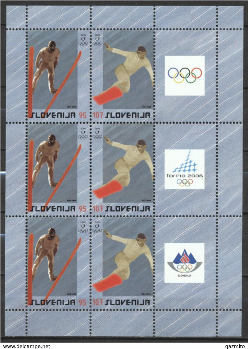Slovenia 2006, Olympic Games In Turin, Ski Jumping, Snowboard, Sheetlet - Skateboard