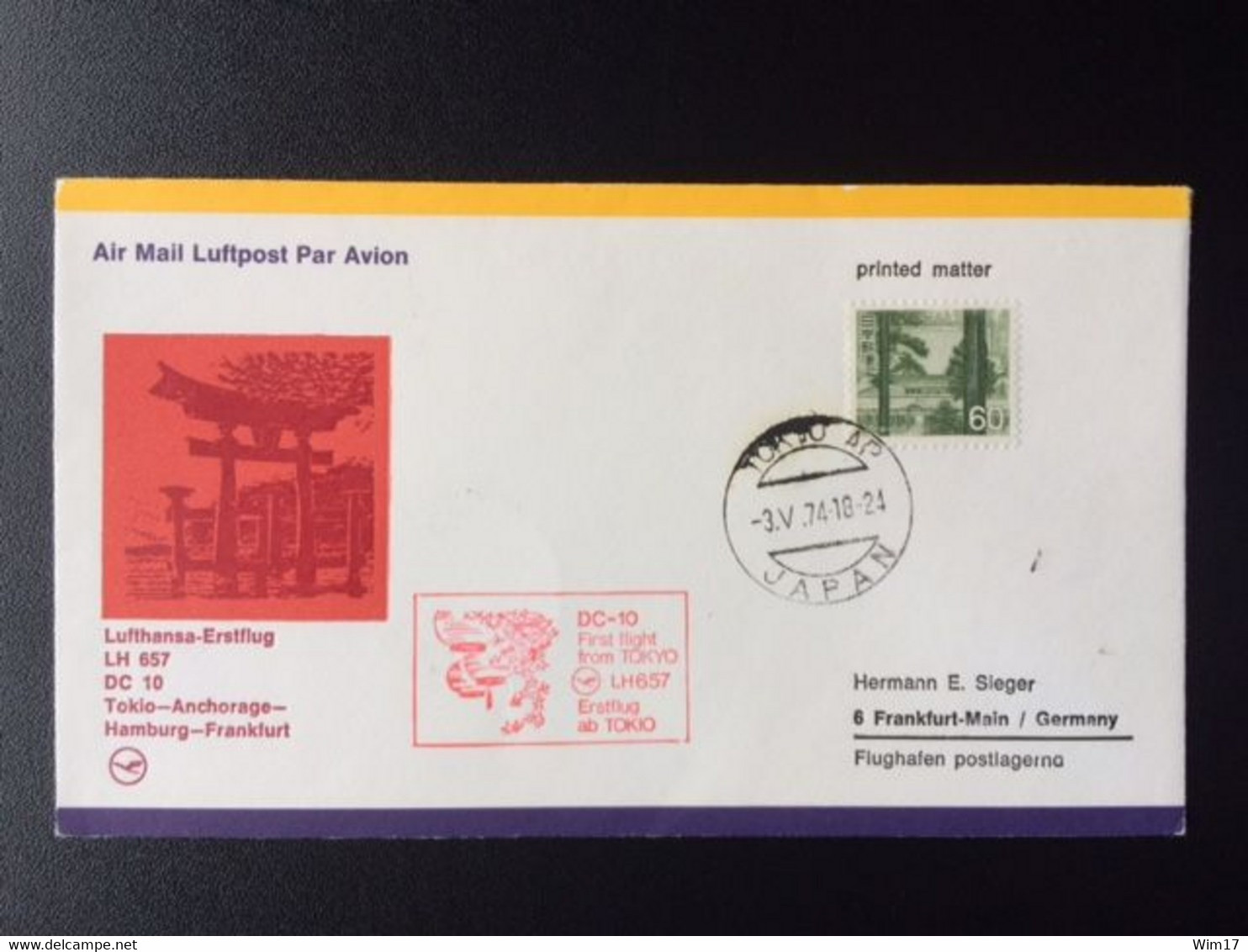 JAPAN 1974 FIRST FLIGHT TOKYO - FRANKFURT 03-05-1974 - Covers