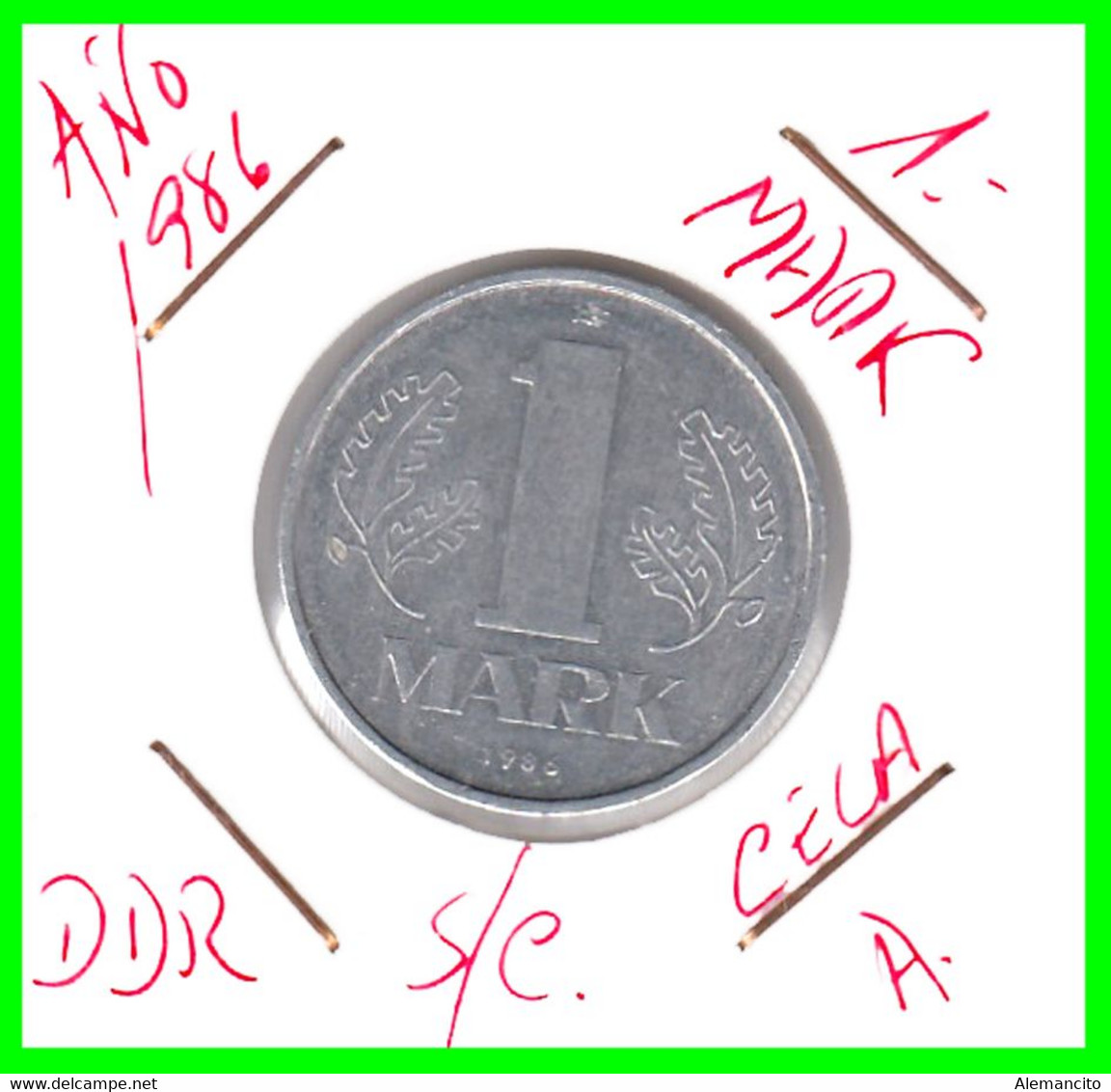 ( GERMANY ) AÑO 1986 REPUBLICA DEMOCRATICA DE ALEMANIA ( DDR ) MONEDAS DE 1-DM ALUMINIO - DE 25 mm. - 1 Mark