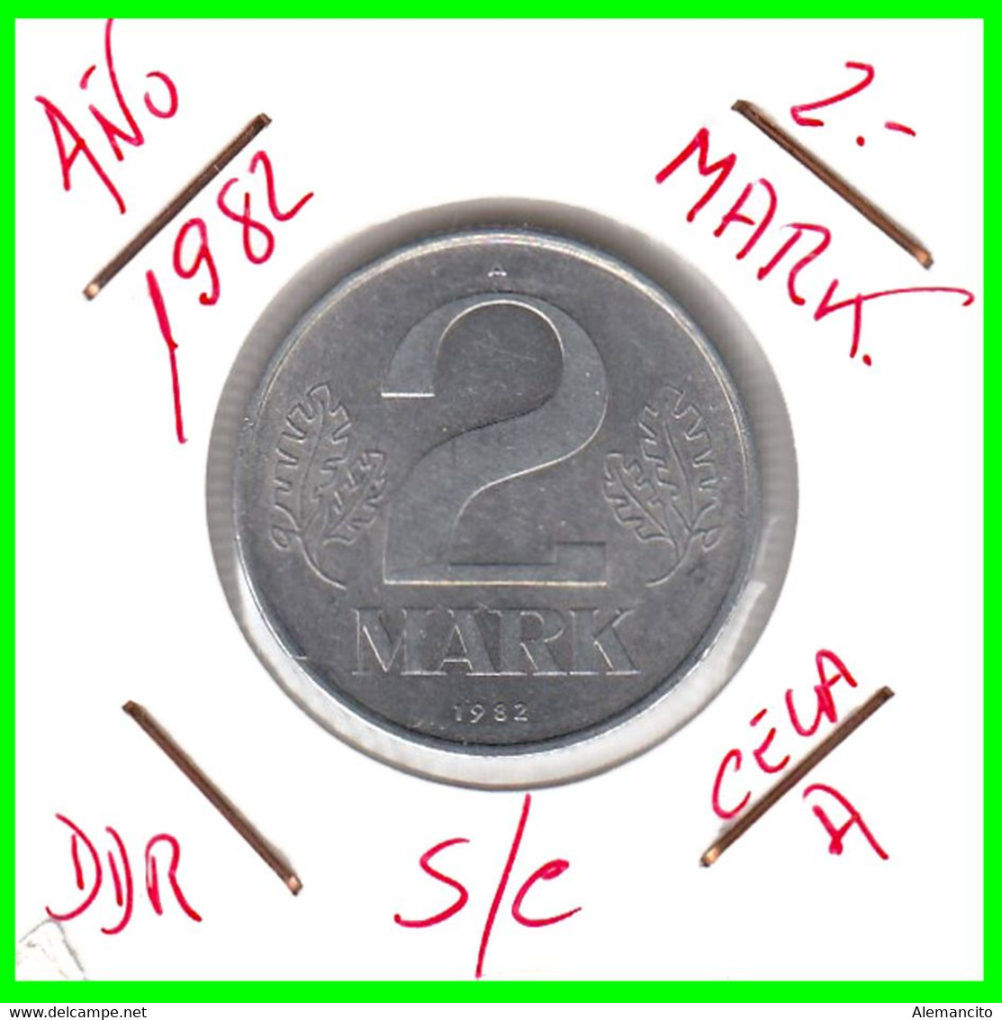 ( GERMANY ) AÑO 1982 REPUBLICA DEMOCRATICA DE ALEMANIA ( DDR ) MONEDAS DE 2-DM ALUMINIO - DE 27 mm. - 2 Mark