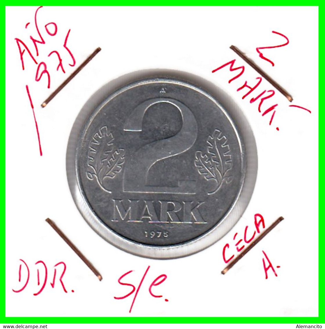 ( GERMANY ) AÑO 1975 REPUBLICA DEMOCRATICA DE ALEMANIA ( DDR ) MONEDAS DE 2-DM ALUMINIO - DE 27 mm. - 2 Marcos