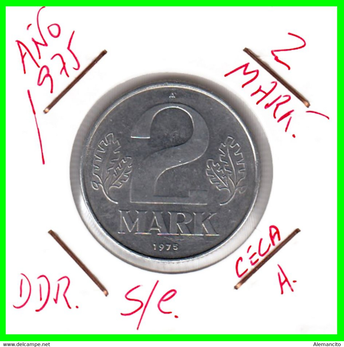 ( GERMANY ) AÑO 1975 REPUBLICA DEMOCRATICA DE ALEMANIA ( DDR ) MONEDAS DE 2-DM ALUMINIO - DE 27 mm. - 2 Mark