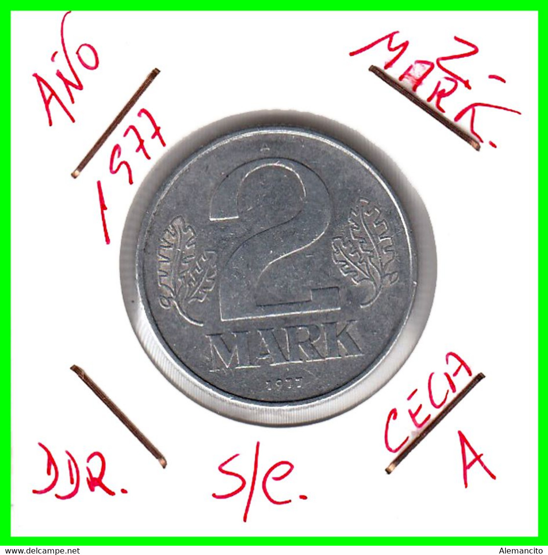 ( GERMANY ) AÑO 1977 REPUBLICA DEMOCRATICA DE ALEMANIA ( DDR ) MONEDAS DE 2-DM ALUMINIO - DE 27 mm. - 2 Mark