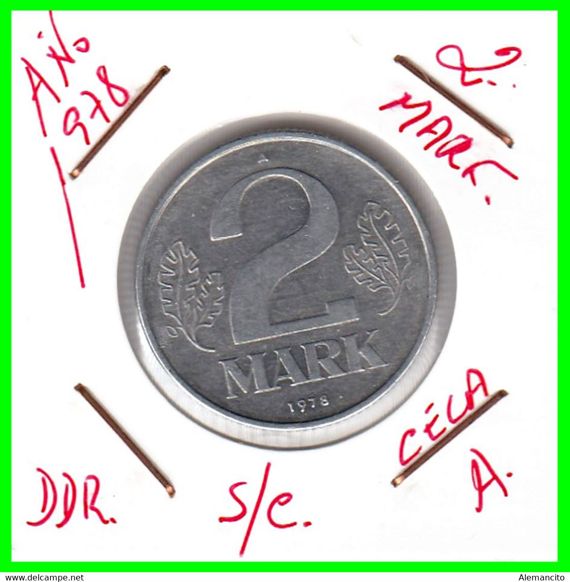 ( GERMANY ) AÑO 1978 REPUBLICA DEMOCRATICA DE ALEMANIA ( DDR ) MONEDAS DE 2-DM ALUMINIO - DE 27 mm. - 2 Mark