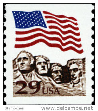 1991 USA Flag Over Mt Rushmore Coil Stamp Sc#2523a Sculpture Washington Jefferson Roosevelt Lincoln Famous - George Washington