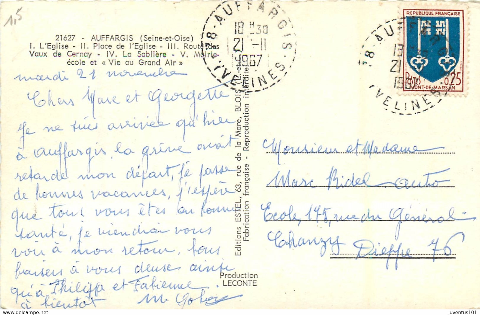 CPSM Souvenir D'Auffargis-Multivues-Timbre     L1227 - Auffargis