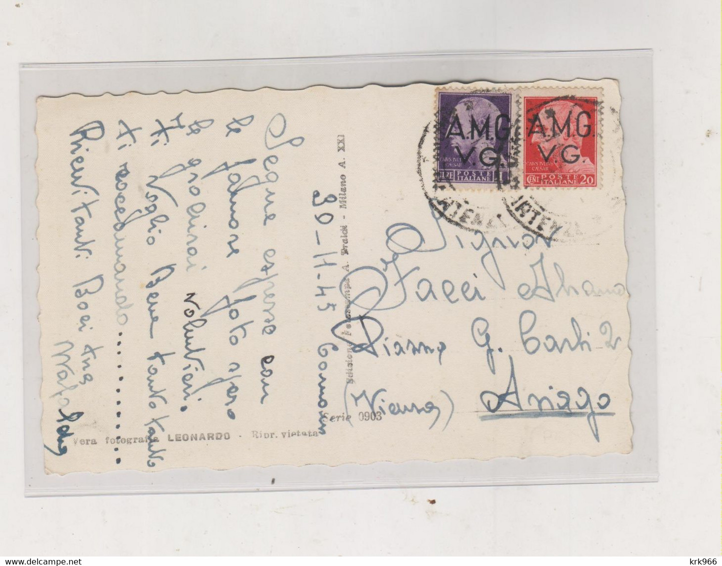 ITALY TRIESTE A 1945  AMG-VG Nice  Postcard - Poststempel